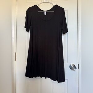 American Apparel Black Women's Scoop Neck Tunic Top Rib Knit Dress Made In USA